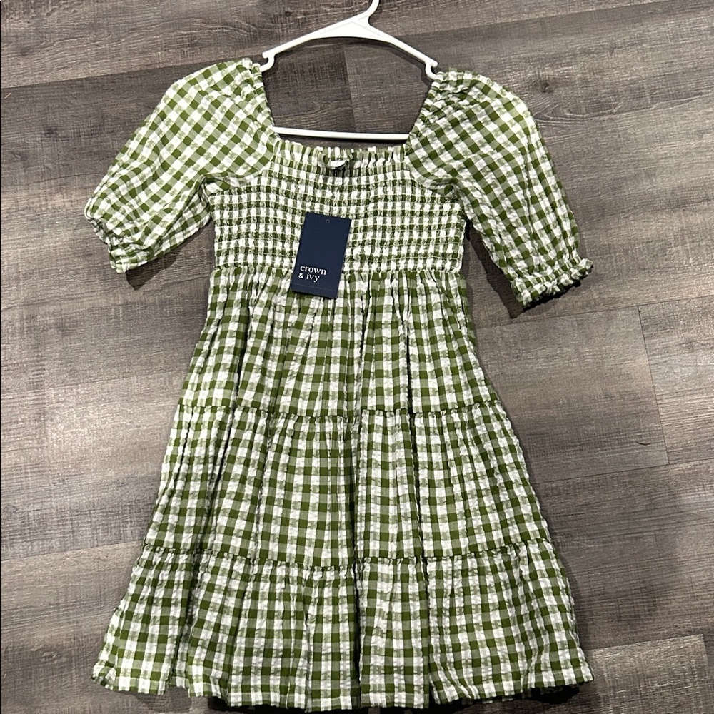 Cat & Jack Green Checkered Kids Dress